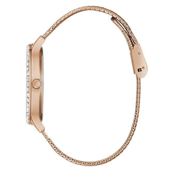 Guess Watches Ladies Soiree Stainless Steel Mesh Rose Gold Watch Gw0402l3 -korean beauty