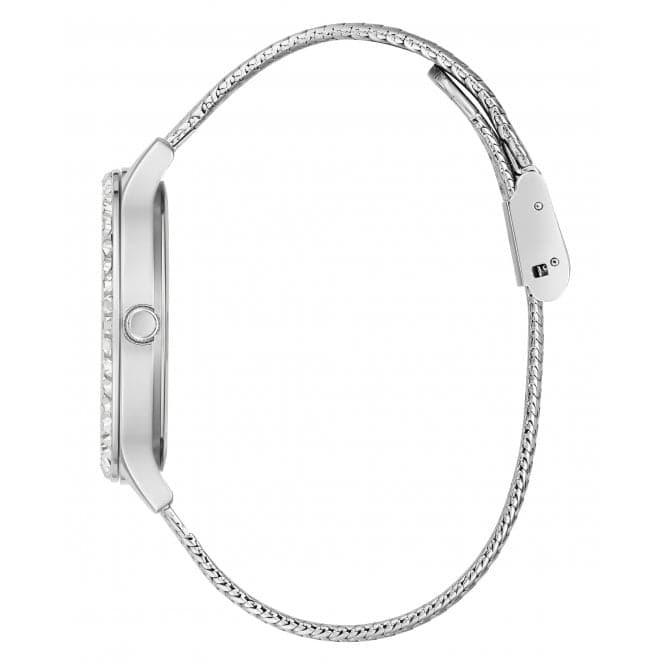 Guess Watches Ladies Soiree Stainless Steel Mesh Silver Watch Gw0402l1 -korean beauty