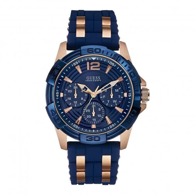 Guess Watches Guess Mens Blue Textured Silicone Strap Watch W0366g4 -korean beauty