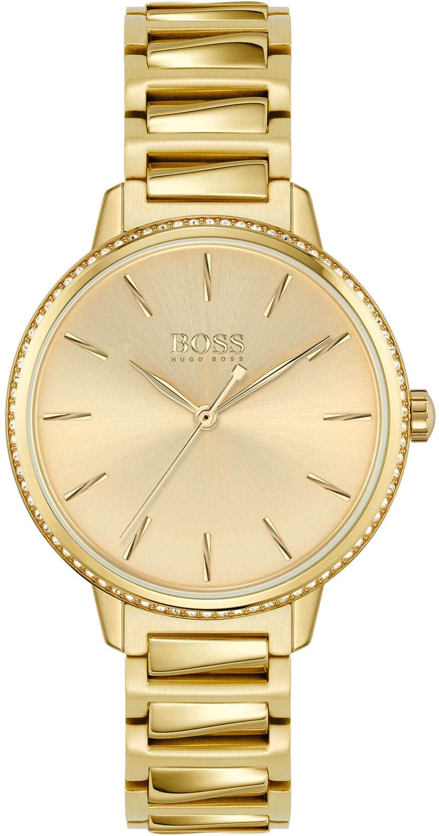 Hugo Boss Womens 1502541 Signature Gold Tone Stainless Steel Watch -korean beauty