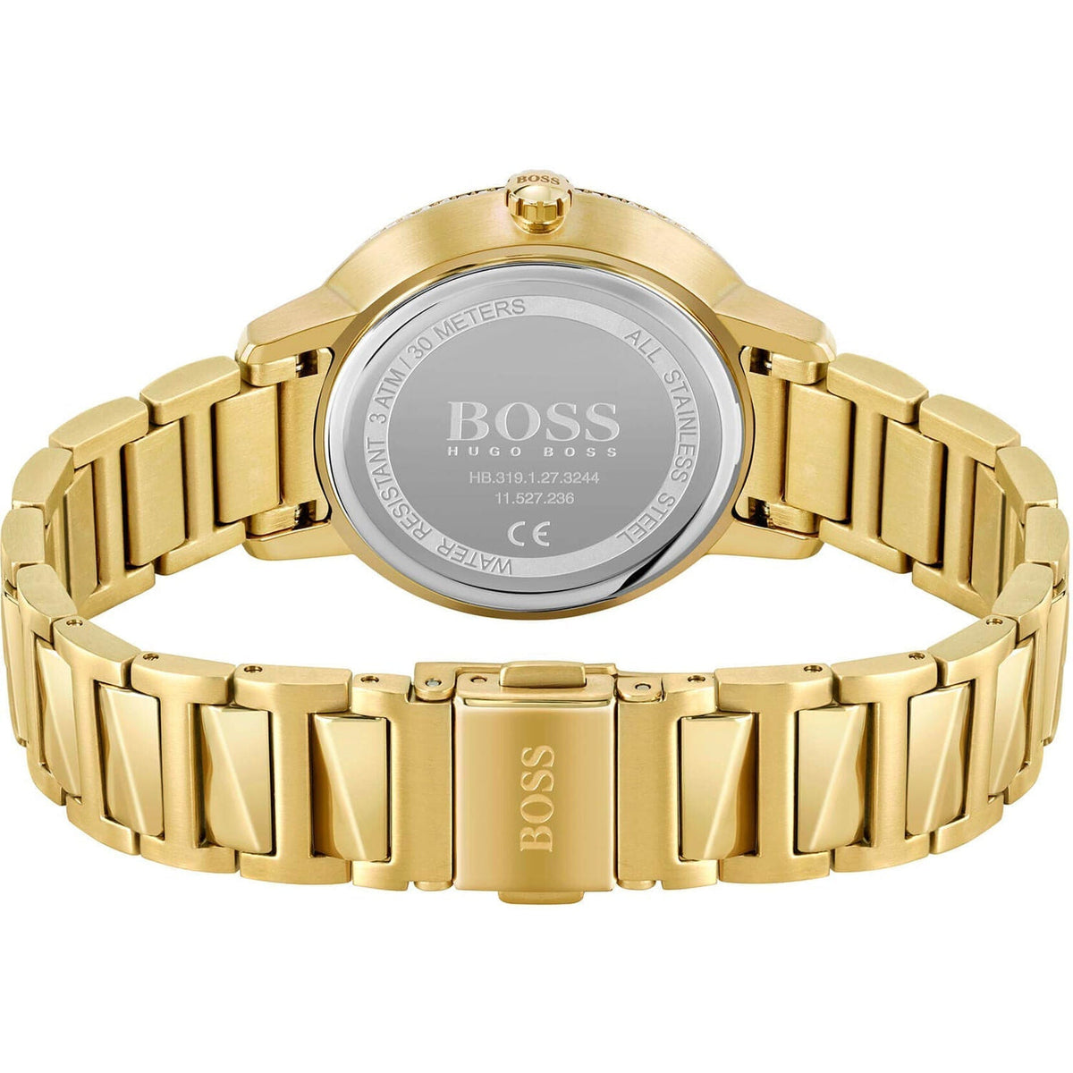Hugo Boss Womens 1502541 Signature Gold Tone Stainless Steel Watch -korean beauty