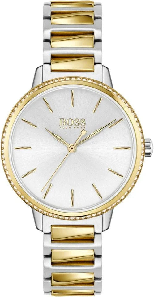 Hugo Boss Womens 1502568 Signature Two Tone Stainless Steel Analog Watch -korean beauty