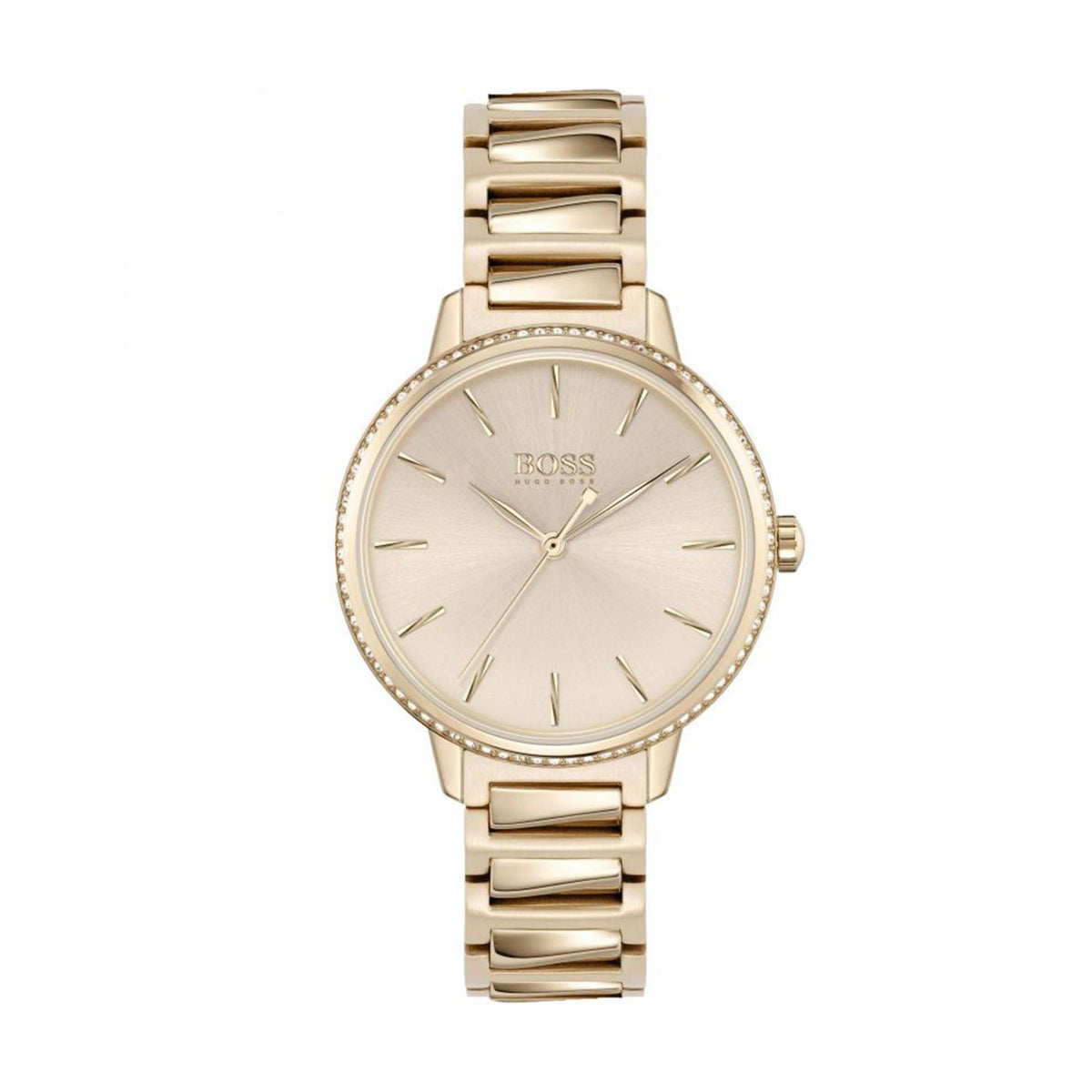 Hugo Boss Womens 1502540 Signature Rose Gold Tone Stainless Steel Watch -korean beauty
