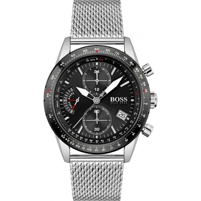 Hugo Boss Mens 1513886 Chronograph Pilot Edition Stainless Steel Watch -korean beauty