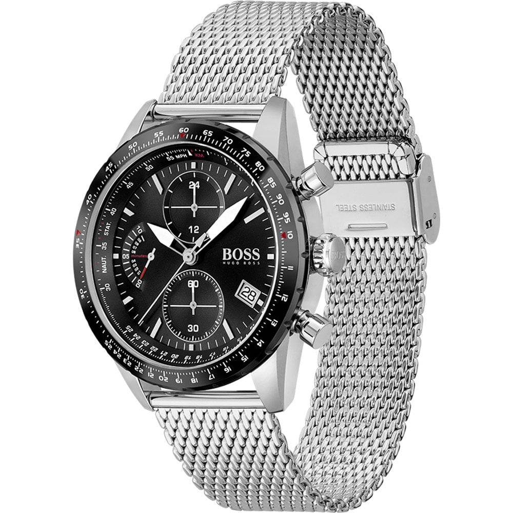 Hugo Boss Mens 1513886 Chronograph Pilot Edition Stainless Steel Watch -korean beauty