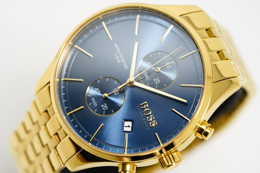 Hugo Boss Men S Watch Associate Yellow Gold Blue Hb1513841 -korean beauty