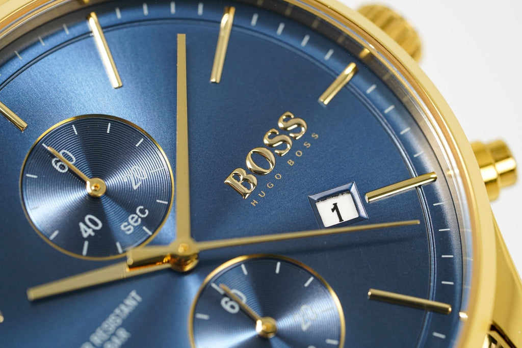 Hugo Boss Men S Watch Associate Yellow Gold Blue Hb1513841 -korean beauty