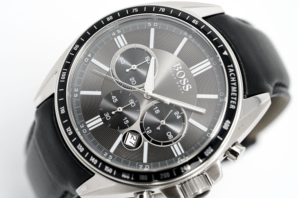 Hugo Boss Men S Watch Chronograph Black Driver Leather Hb1513085 -korean beauty