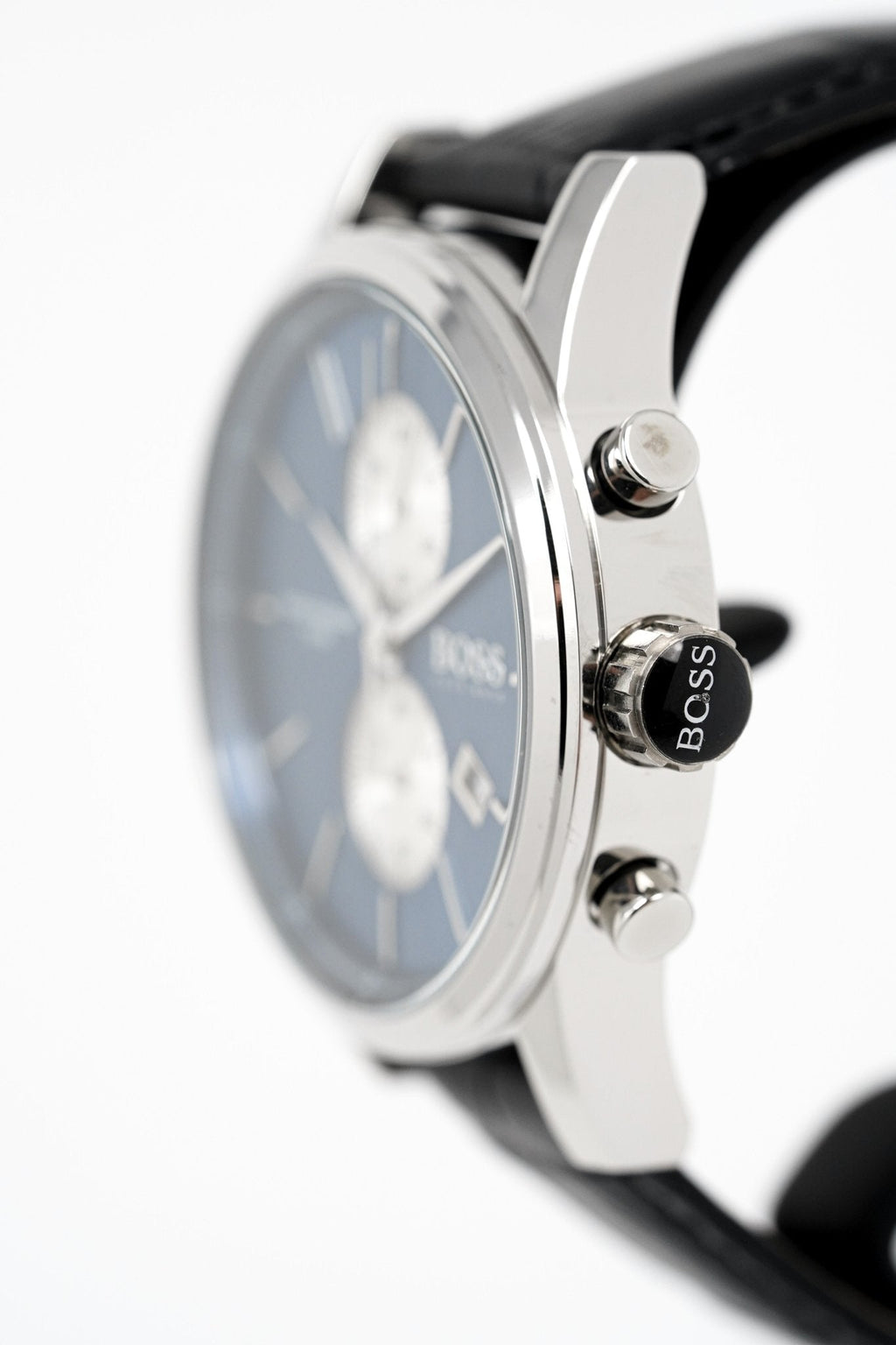 Hugo Boss Men S Watch Chronograph Blue Jet Leather Hb1513283 -korean beauty