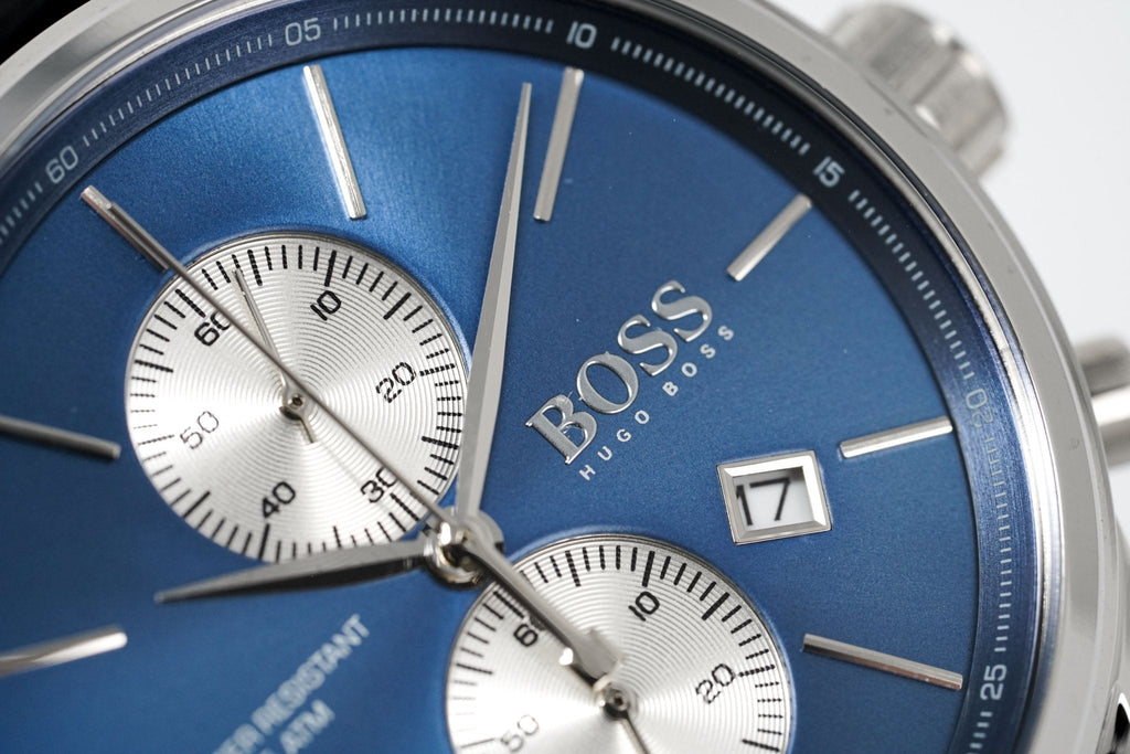 Hugo Boss Men S Watch Chronograph Blue Jet Leather Hb1513283 -korean beauty