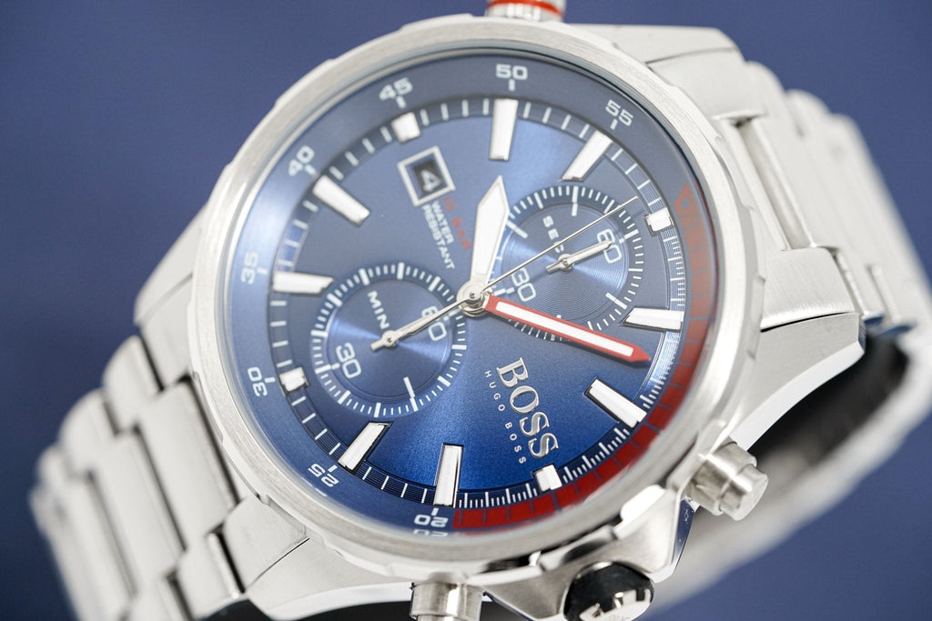 Hugo Boss Men S Watch Chronograph Globetrotter Blue Hb1513823 -korean beauty