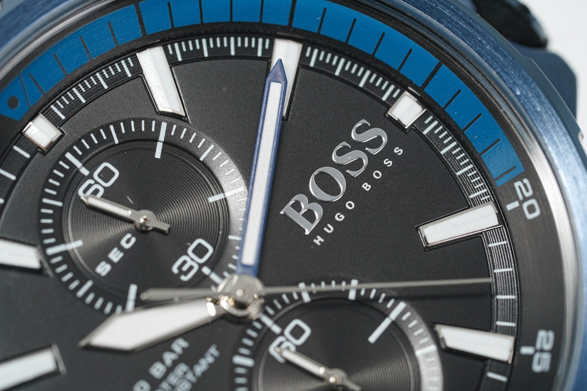 Hugo Boss Men S Watch Chronograph Globetrotter Blue Pvd Hb1513824 -korean beauty
