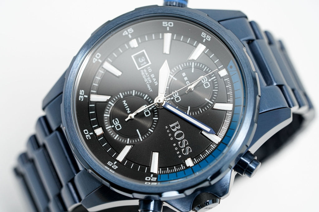 Hugo Boss Men S Watch Chronograph Globetrotter Blue Pvd Hb1513824 -korean beauty