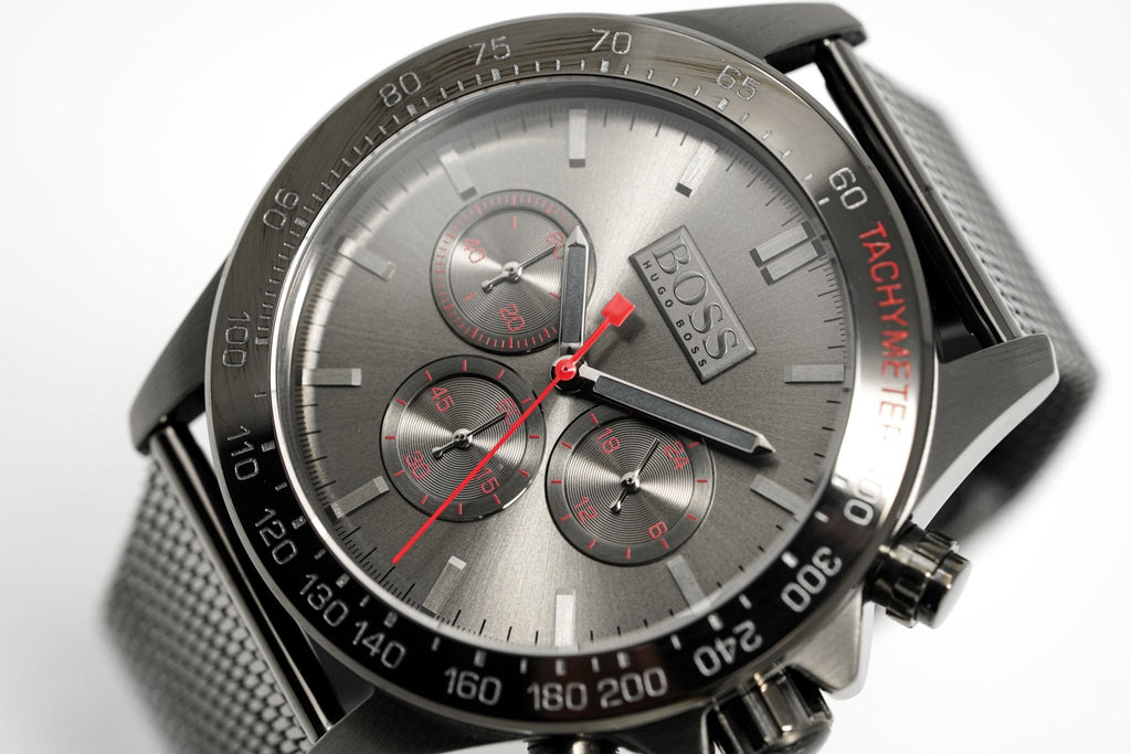 Hugo Boss Men S Watch Chronograph Ikon Grey Mesh Hb1513443 -korean beauty