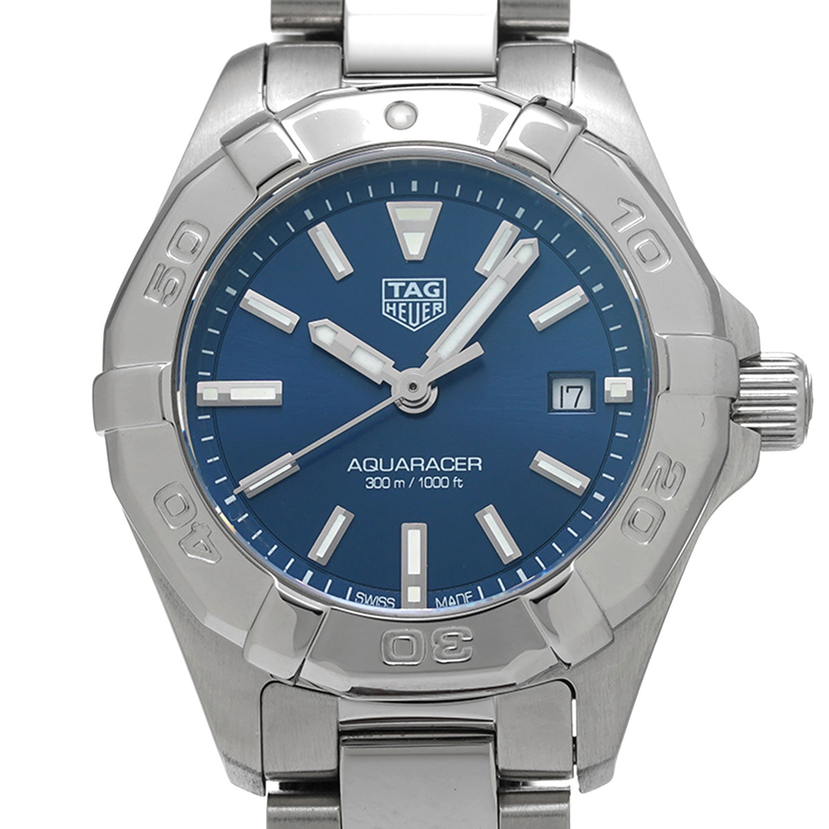 Tag Heuer Aquaracer Blue Dial Silver Steel Strap Watch For Women Wbd1412 Ba0741 -korean beauty
