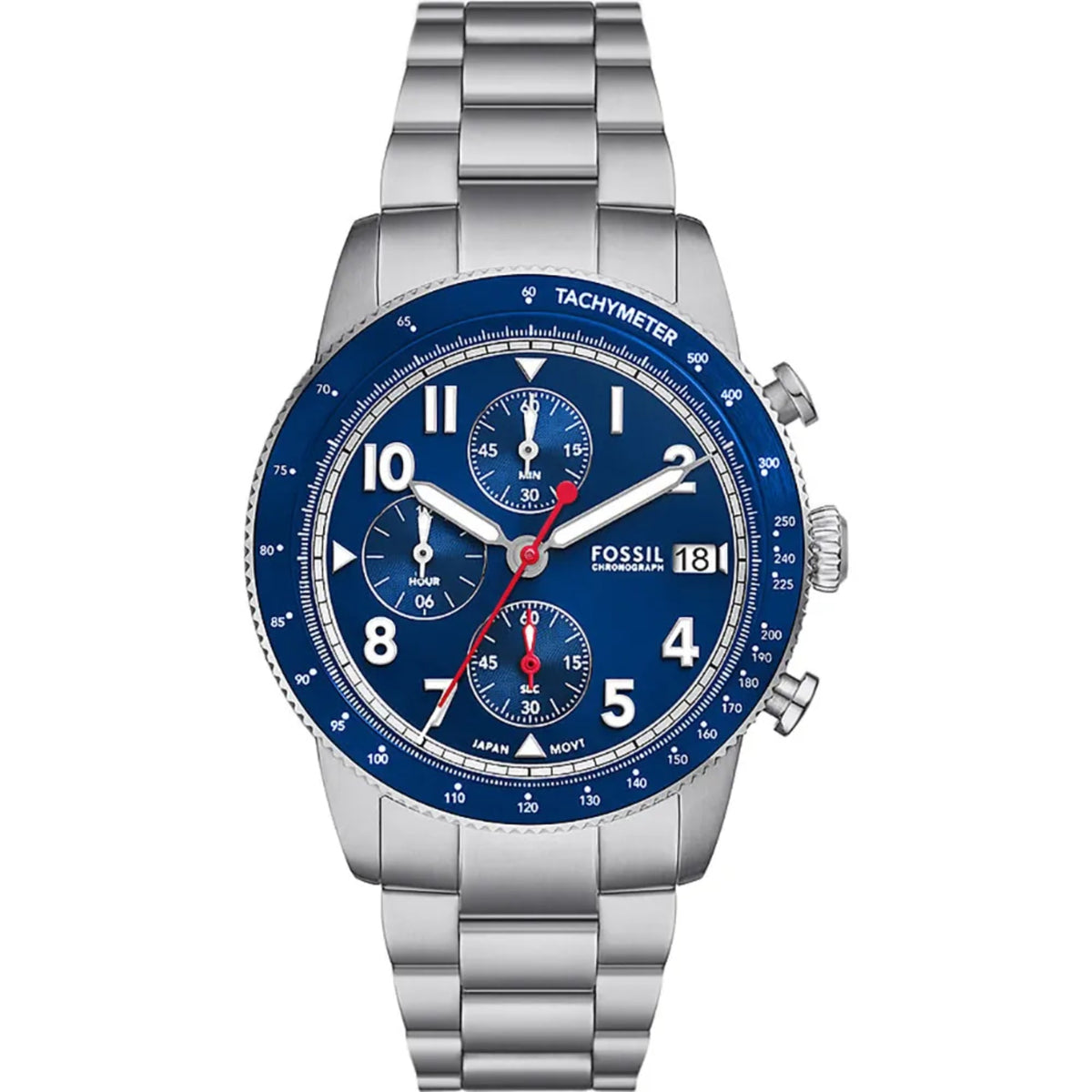 Fossil Sport Tourer Chronograph Stainless Steel Bracelet Blue Dial Men S Watch Fs6047 -korean beauty