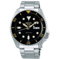 Seiko 5 Sports Black Dial Silver Stainless Steel Bracelet Automatic Mens Watch Srpd57k1 -korean beauty