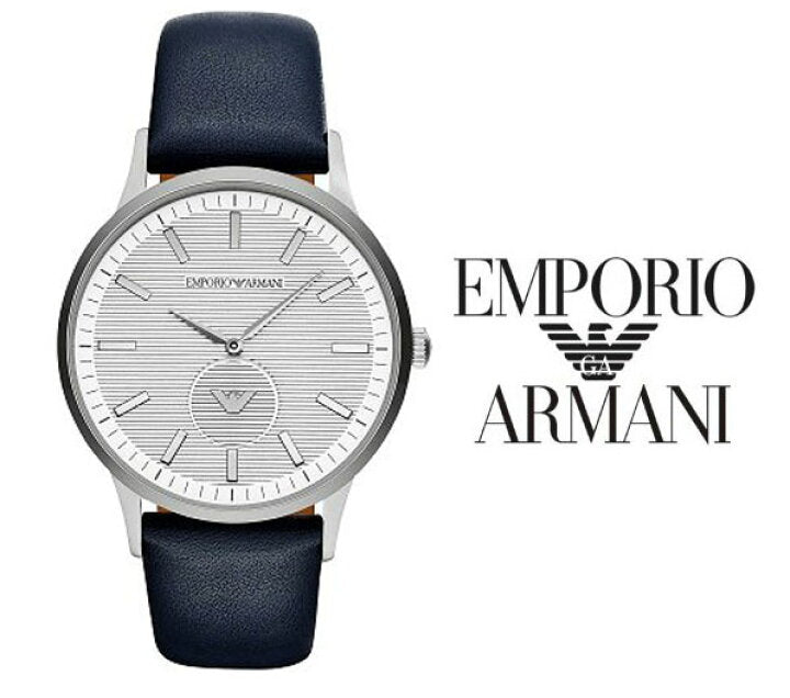 Emporio Armani Renato White Dial Blue Leather Strap Watch For Men Ar11119 -korean beauty