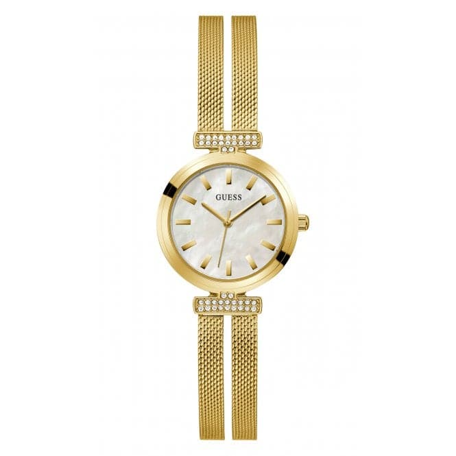 Guess Watches Ladies Array Stainless Steel Mesh Gold Tone Watch Gw0471l2 -korean beauty