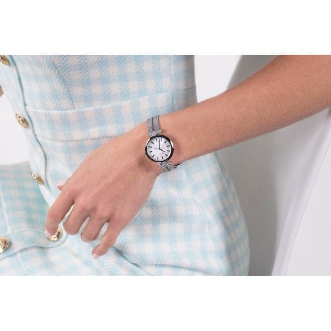 Guess Watches Ladies Array Stainless Steel Mesh Silver Watch Gw0471l1 -korean beauty