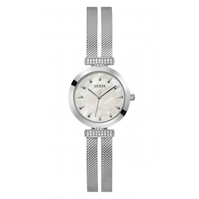 Guess Watches Ladies Array Stainless Steel Mesh Silver Watch Gw0471l1 -korean beauty
