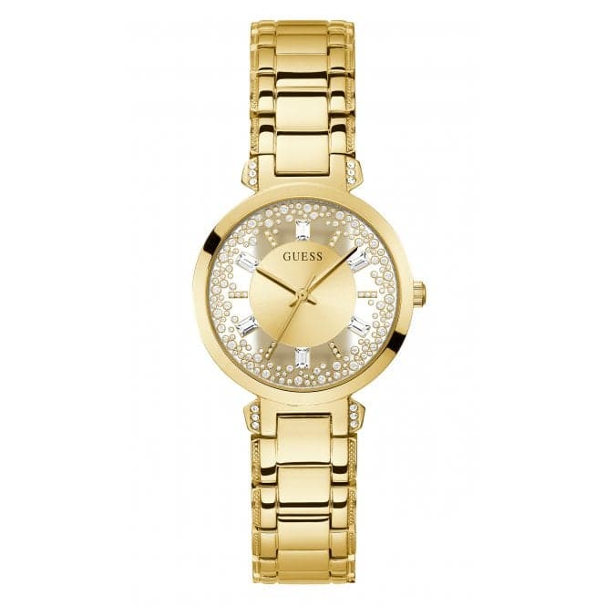 Guess Watches Ladies Crystal Clear Stainless Steel Gold Tone Watch Gw0470l2 -korean beauty