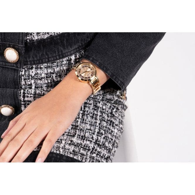 Guess Watches Ladies Crystal Clear Stainless Steel Gold Tone Watch Gw0470l2 -korean beauty