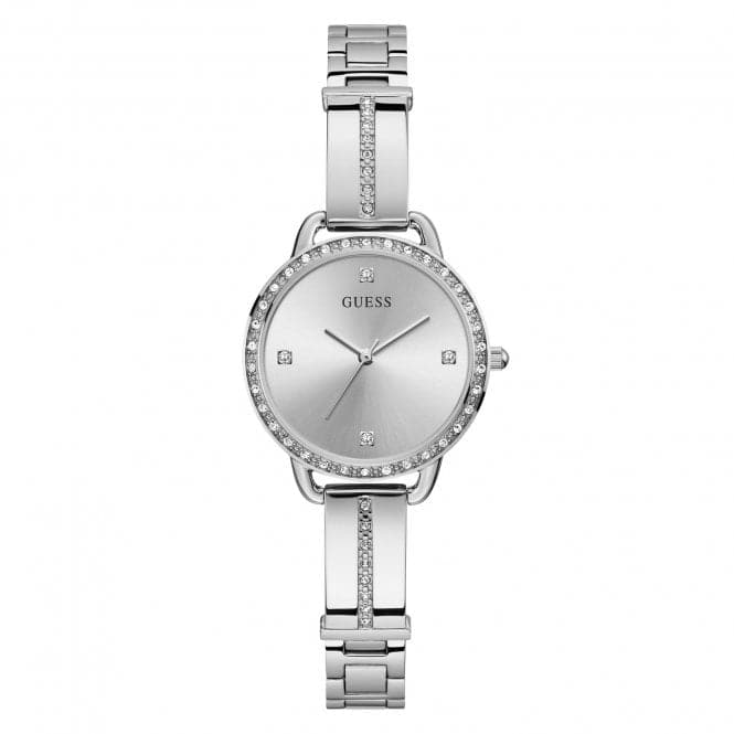 Guess Watches Ladies Dress Stainless Steel Silver Watch Gw0022l1 -korean beauty