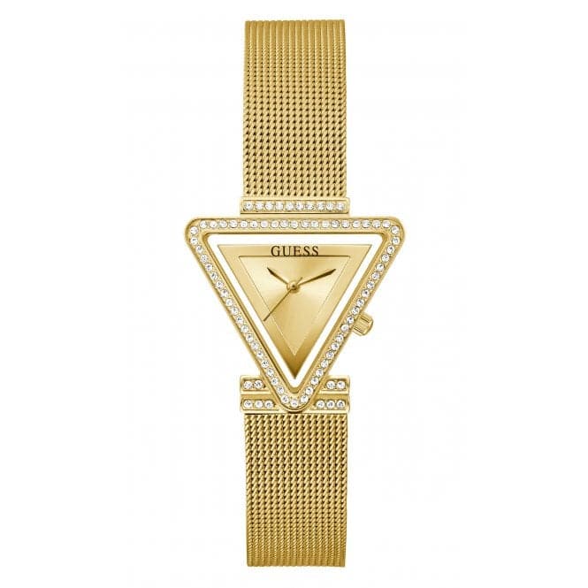 Guess Watches Ladies Fame Stainless Steel Mesh Gold Tone Watch Gw0508l2 -korean beauty