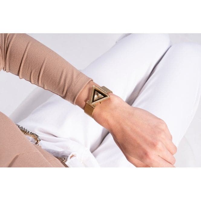 Guess Watches Ladies Fame Stainless Steel Mesh Gold Tone Watch Gw0508l2 -korean beauty