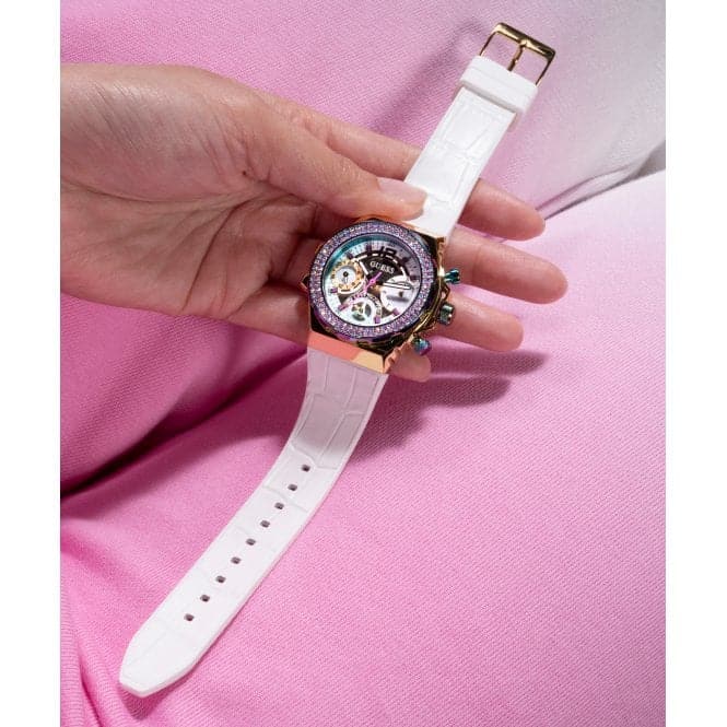 Guess Watches Ladies Fusion Stainless Steel Gold Silver Watch Gw0553l2 -korean beauty