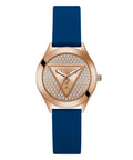 Ladies Glitz Plaque Rose Gold Tone Silicone Watch Gw0745l4 -korean beauty
