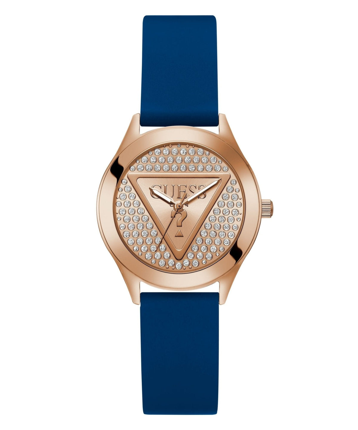 Ladies Glitz Plaque Rose Gold Tone Silicone Watch Gw0745l4 -korean beauty