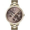 Hugo Boss Womens 1502422 Symphony Gold Tone Stainless Steel Watch With Brown Dial -korean beauty