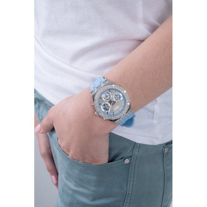 Guess Watches Ladies Heiress Silicone Silver Watch Gw0407l1 -korean beauty