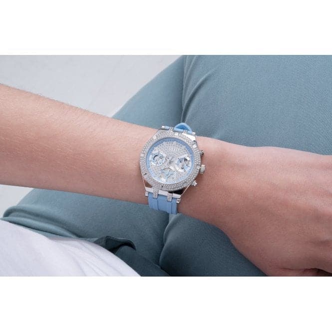 Guess Watches Ladies Heiress Silicone Silver Watch Gw0407l1 -korean beauty