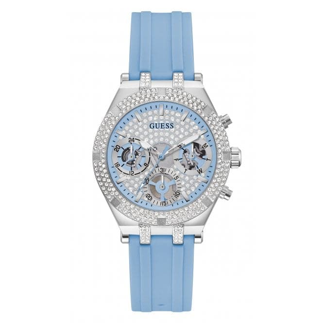 Guess Watches Ladies Heiress Silicone Silver Watch Gw0407l1 -korean beauty