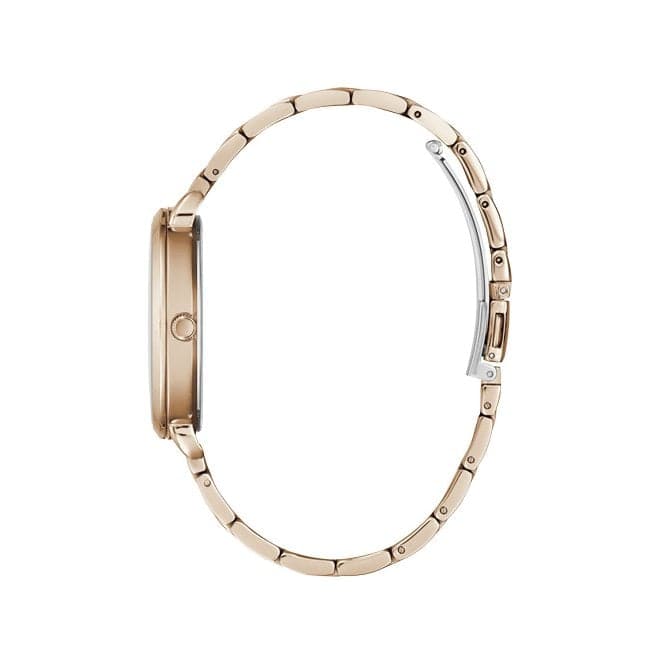 Guess Watches Ladies Rose Gold Sparkling Rose Steel Floral Print Watch Gw0242l3 -korean beauty