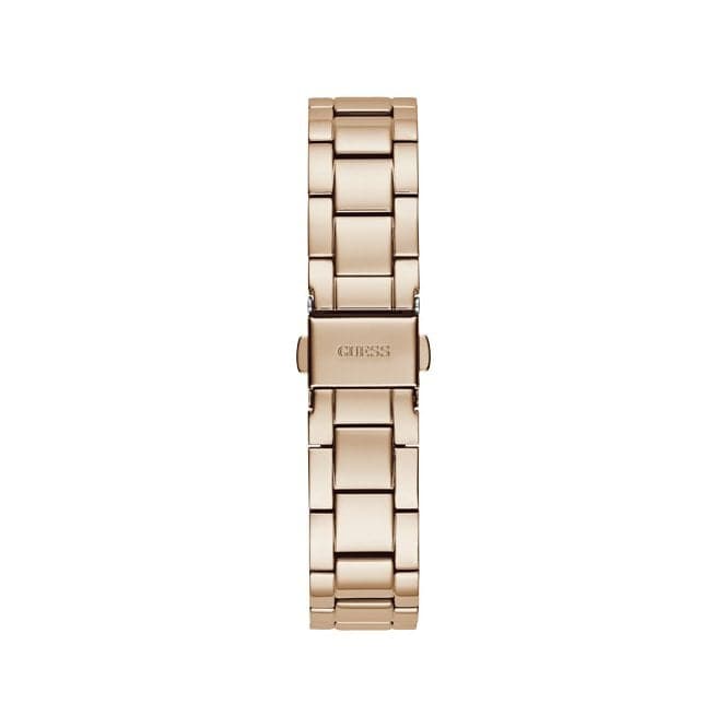 Guess Watches Ladies Rose Gold Sparkling Rose Steel Floral Print Watch Gw0242l3 -korean beauty