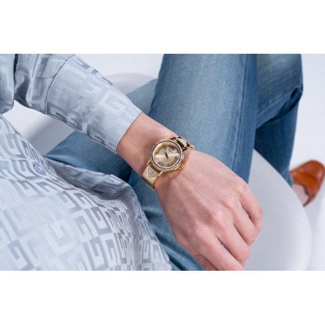 Guess Watches Ladies Tri Luxe Stainless Steel Gold Tone Watch Gw0474l2 -korean beauty