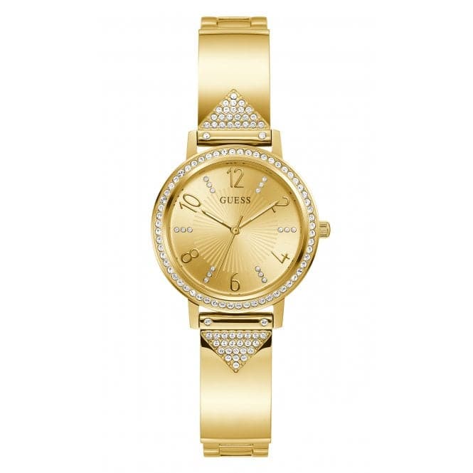 Guess Watches Ladies Tri Luxe Stainless Steel Gold Tone Watch Gw0474l2 -korean beauty