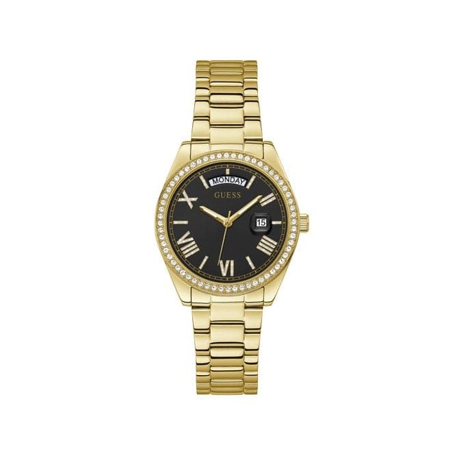Guess Watches Luna Ladies Dress Gold Stainless Steel Watch Gw0307l2 -korean beauty