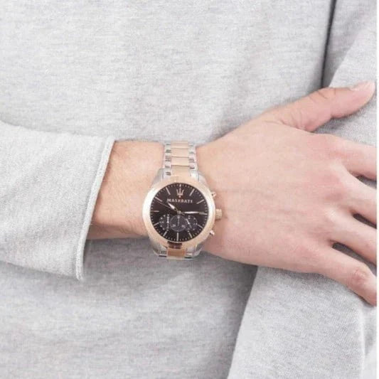 Maserati R8873612003 Traguardo Chrono Mens Two Tone Watch -korean beauty