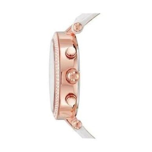 Michael Kors Mk2281 Ladies Parker Rose Gold White Leather Chronograph Watch -korean beauty
