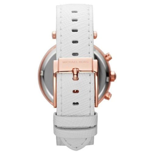 Michael Kors Mk2281 Ladies Parker Rose Gold White Leather Chronograph Watch -korean beauty