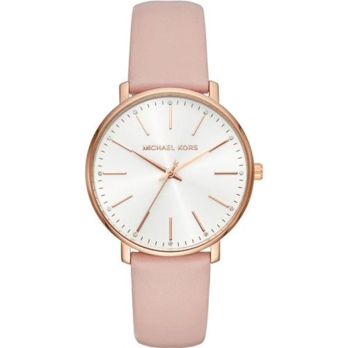Michael Kors Mk2741 Ladies Pyper Rose Gold Silver With Pink Leather Watch -korean beauty