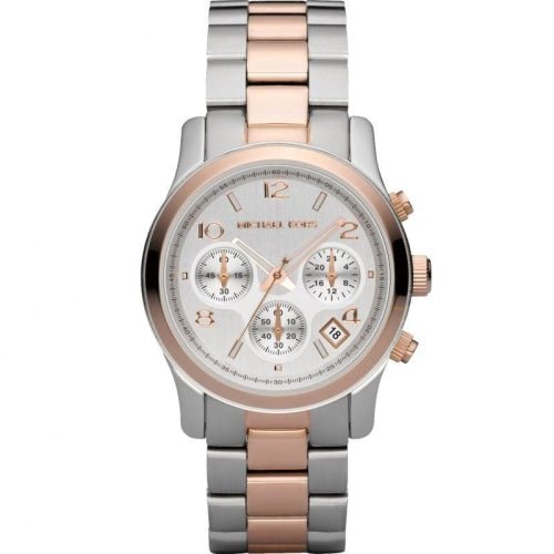 Michael Kors Mk5315 Ladies Runway Silver Rose Gold Chronograph Watch -korean beauty