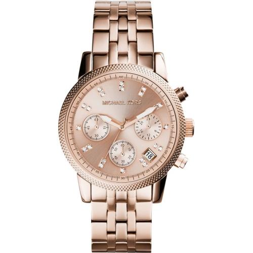 Michael Kors Mk6077 Ladies Ritz Rose Gold Chronograph Watch -korean beauty