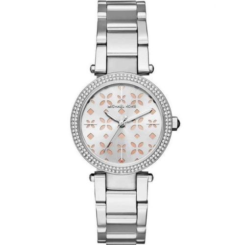 Michael Kors Mk6483 Ladies Mini Parker Silver Crystal Watch -korean beauty