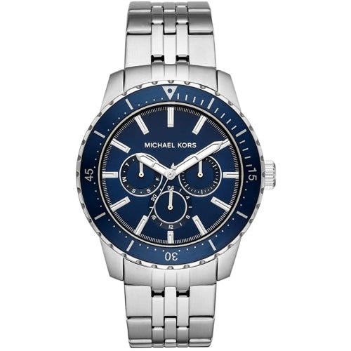 Michael Kors Mk7153 Men S Cunningham Silver Blue 44mm Watch -korean beauty